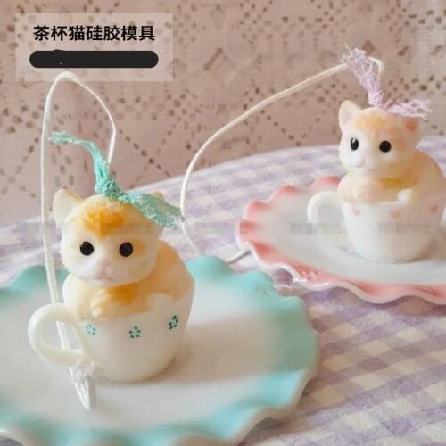 Cute 3d animal Candle mold Cup Cat Silicone Animal Mold for Aromatherapy Candle Gypsum Crafts diy Cake Mould