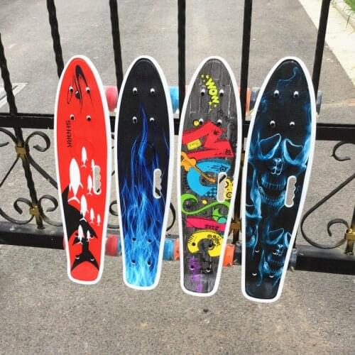 Mini Cruiser Drift Single Rocker Skateboard 22in Penny Retro Printed Fishboard Teenager Scooter Longboard Deck Flash Wheel Board