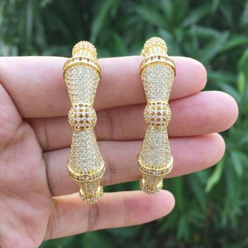 ModemAngel New Arrive Luxury Bamboo Shape Super Cubic Zriconia Width Saudi Arabic Dubai Inlay Jewelry Unique Fashion Earring