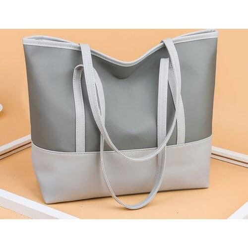 Fashion Oxford PU Leather Splicing Shoulder Shopping Bag Large Capacity Portable Totes Handbags Street Simple Top-handle Bags