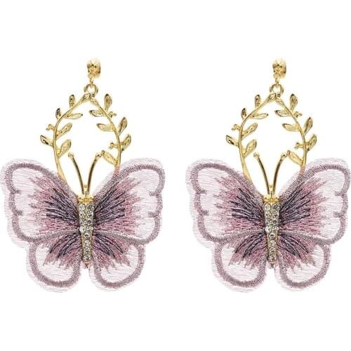 Fashion Butterfly Drop Earrings for Women Leaf Rhinestone Earring Wedding Party oorbellen Bridal Handmade Charm Jewelry