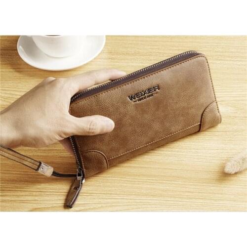 2021 Men Long Fashion Wallets Designer Zipper Card Holder Leather Purse Solid Coin Pocket High Quality Male Purse Clutch Bags
