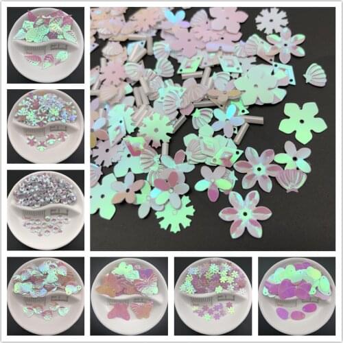 20g AB White Color Series Loose Sequin Paillette Crafts Sewing,Women/Kids DIY, Garment,Hats,Shoes Accessories Wholesale