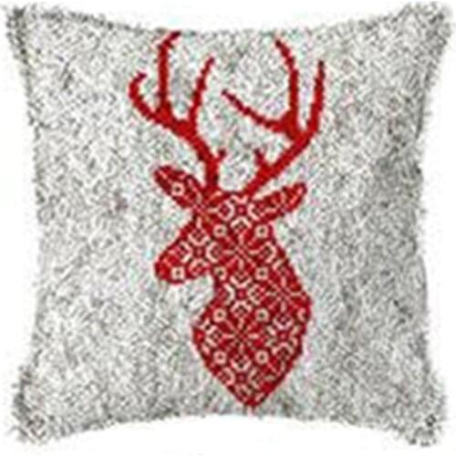 Latch hook kit Decorative cushions with Pre-Printed Pattern Foamiran for needlework Embroidery kit Home decoration Antlers