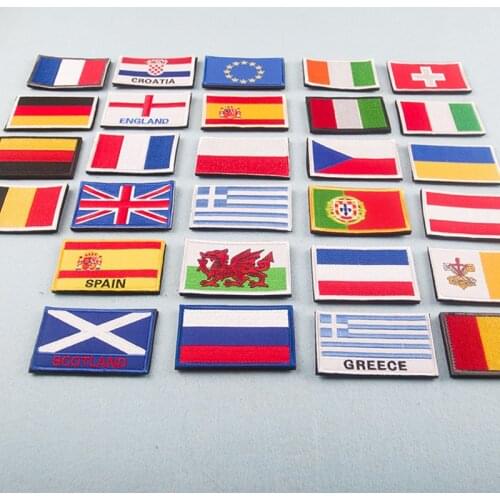 Russia uk USA Spain Germany Greece italy Netherlands Portugal France Flag stickers iron on Patches for clothes embroidery badges