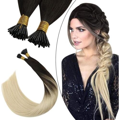 [6 Colors] Ugeat Stick I Tip Hair Extensions 1G/1S Human Hair Balayage 50G/100G Brazilian Hair Pre Bonded Extensions 14-22"