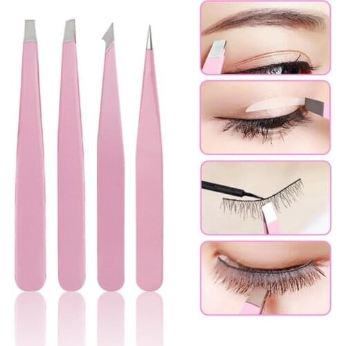 Stainless Steel Eyelash Tweezers Tools With Box Eyebrow Tweezer Set Hair Beauty Fine Hairs Puller Eyebrow Trimmer Makeup Tools