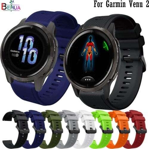 BEHUA Silicone 22mm Watchband For Garmin Venu 2 / Ticwatch Pro 3 / OnePlus Vivoactive 4 WatchStrap Smart Wristband Bracelet Belt