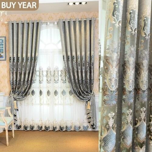 Nordic Style Curtains for Living Dining Room Bedroom Chenille Embroidery Curtains Tulle Finished Product Customization