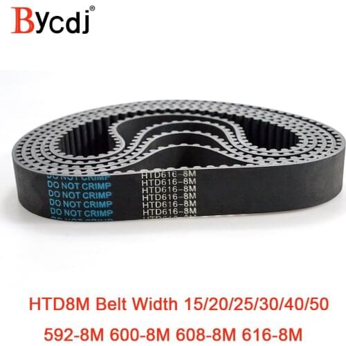 HTD 8M synchronous belt C=592/600/608/616 width 15/20/25/30/40mm Teeth 74 75 76 77 HTD8M Timing Belt 600-8M 616-8M