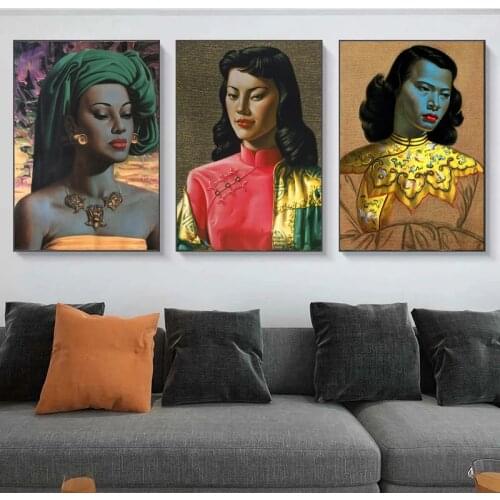 Nordic Vintage Balinese Girl Tretchikoff Canvas Painting Posters Prints Wall Art Picture for Living Room Wall Decoration Cuadros