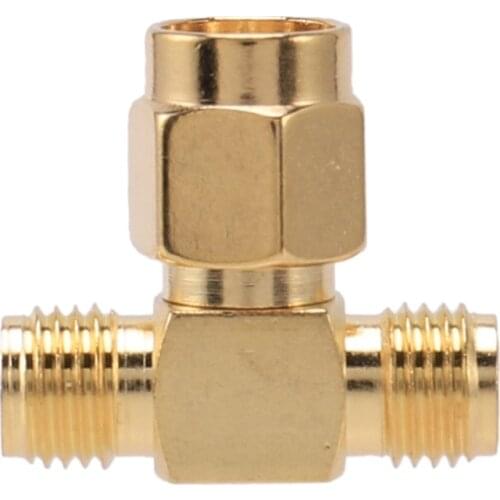 SMA Male to Two SMA Female Triple T RF Adapter Connector 3 Way Splitter NEW