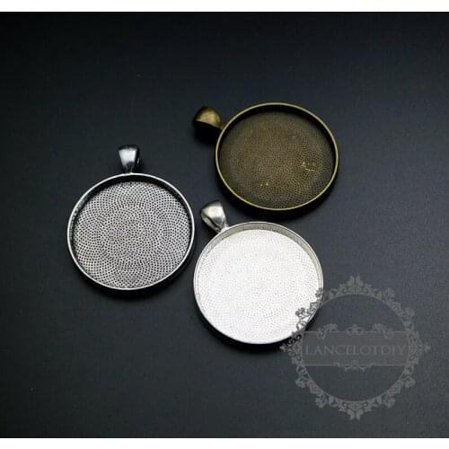 30mm setting size antiqued silver,bronze,silver round pendant bezel settings tray 1411191