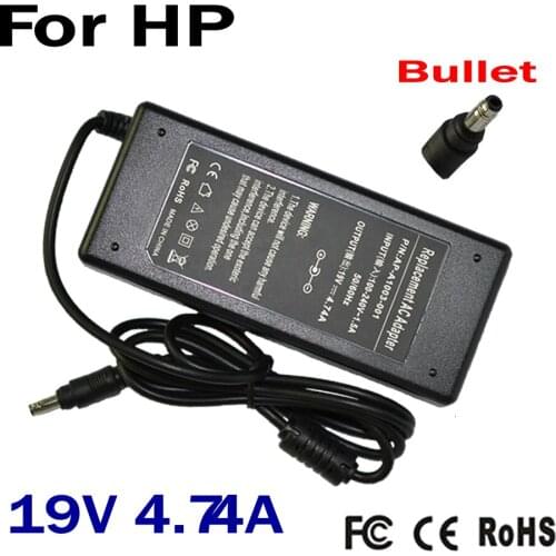 Input 100-240V Replacement For HP 19V 4.74A Bullet 90W Laptop AC Charger Power Adapter