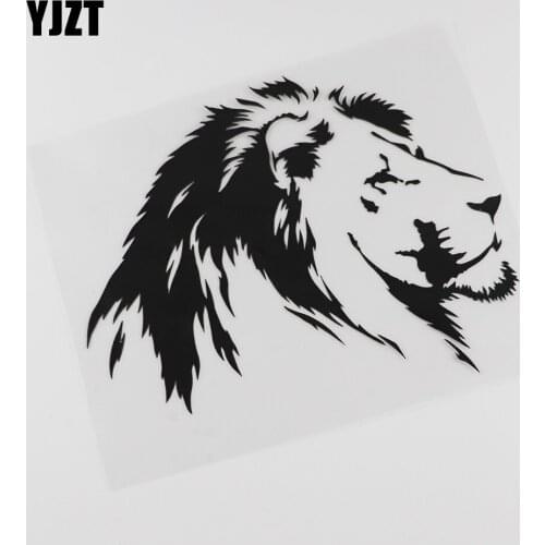 YJZT 18.6CMX14.9CM Lion Head Predator Animal Zoo Vinyl Black/Silver Car Sticker 13C-0141