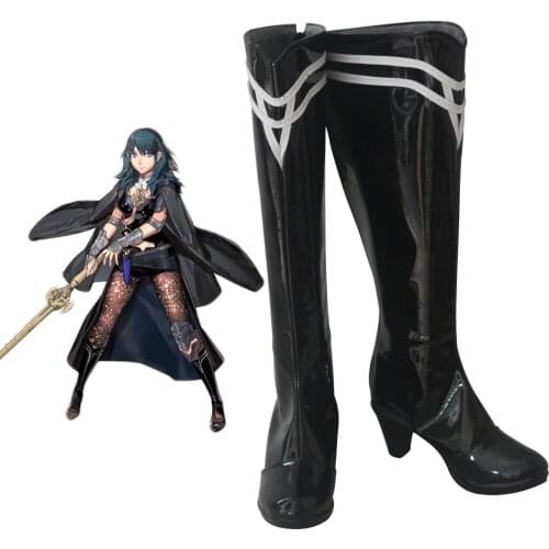 2020 Fire Emblem Three Houses Female Byleth Cosplay Boots Black Shoes High Heel Leather Boots Custom Made for Halloween Costumes