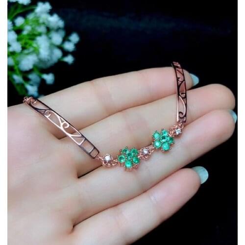 KJJEAXCMY boutique jewelry 925 sterling silver inlaid natural emerald female bracelet support detection