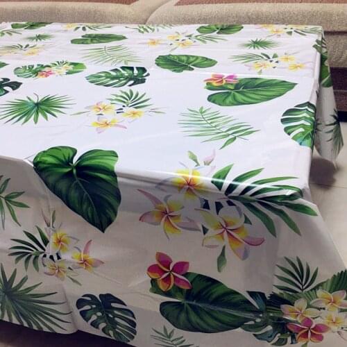 1PC 130X220CM Hawaii Green Leaves Disposable Tablecloth Table Cover