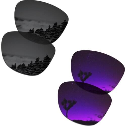 SmartVLT 2 Pairs Polarized Sunglasses Replacement Lenses for Oakley Frogskins Stealth Black and Plasma Purple