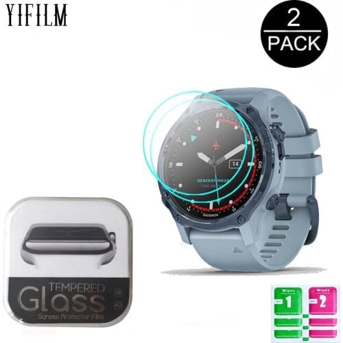 2pcs Screen Protector Guard Glass For Garmin Descent Mk2S Mk2 S Smartwatch Ultra-thin HD Clear 9H Anti-Scratch Tempered Glass