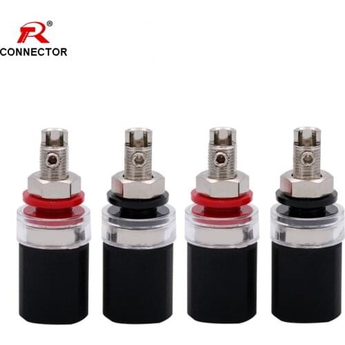 4Pair R Connector Binding Post Audio terminal,Large banana socket, High quality speaker horn connector Brass Nickel Plated