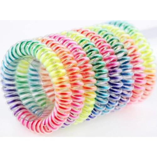 5Pcs/Lot New Glitter Multicolor Telephone Cord Women Headwear Elastic Rubber Bands Girls Gum Ponytail Holders Hair Accessories
