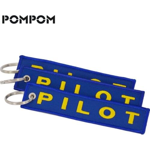 5 PCS/LOT Blue with Yellow Pilot Key Chain Embroidery Safety Tag Aviation Gifts Key Tag Chains Jewelry Special Pilot Luggage Tag