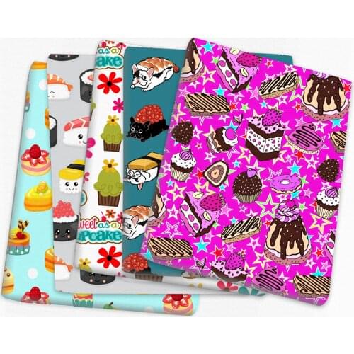 50*145CM cupcake lollipop patchwork Polyester cotton fabric for Tissue Kids Bedding home textile for Sewing Tilda Doll,c695