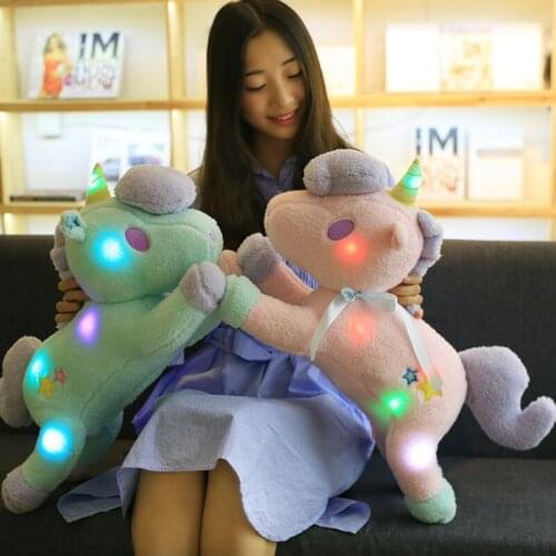 55cm Colorful Glowing Unicorn Plush Toys Light Up Led Stuffed Animal Toys Doll Kids Christmas Gift