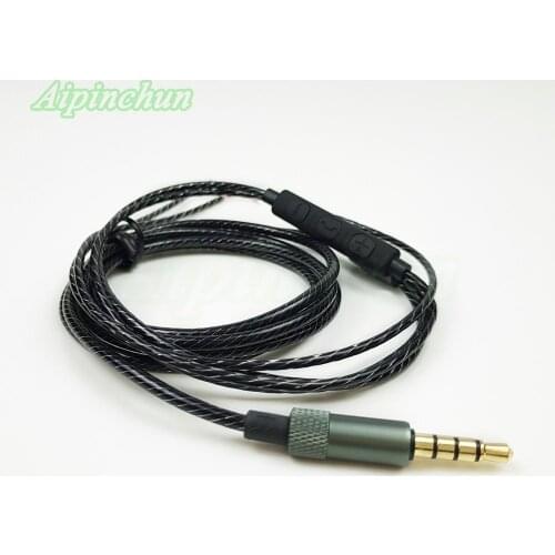 Aipinchun 3.5mm 4-Pole Jack DIY Earphone Audio Cable with Mic Controller Repair Replacement Headphone OFC Wire Cord A29
