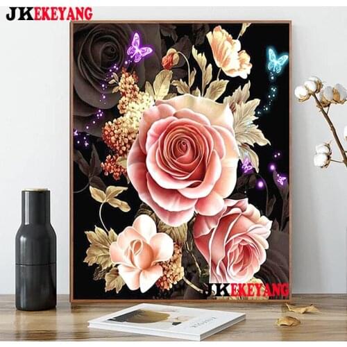 Full Square Round Diamond Embroidery DIY Diamond Painting Flowers and butterflies Cross Stitch kit mosaic Y4407