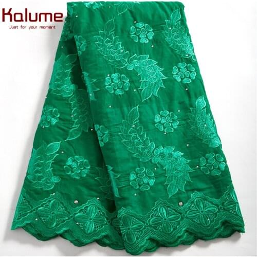 Kalume White African Swiss Lace Fabric 2021 Nigerian Swiss Voile Lace Fabric Stones Cotton Lace Fabric For Sewing Dress H2497