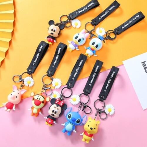 Disney Keychain Cartoon Anime Character Cute Style Boy Girl School Bag Key Chain Keychain Accessories Birthday Gift