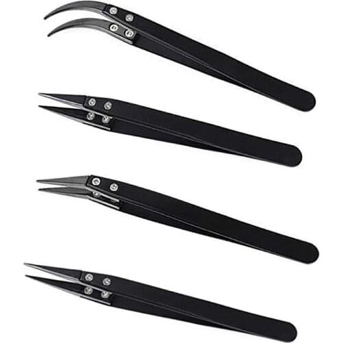 Black Ceramic Tweezers Set - Antistatic,Anticorrosion,Antimagnetic,Highly Heat Resistant