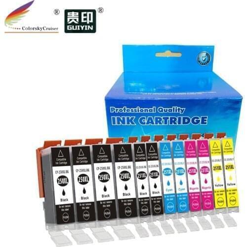 CPC250XL-12) PGI 250 CLI 251 XL compatible Inkjet Ink Cartridge for Canon PIXMA MG5620 MG6420 MG6620 PGBKBKCMY (12 Pack)