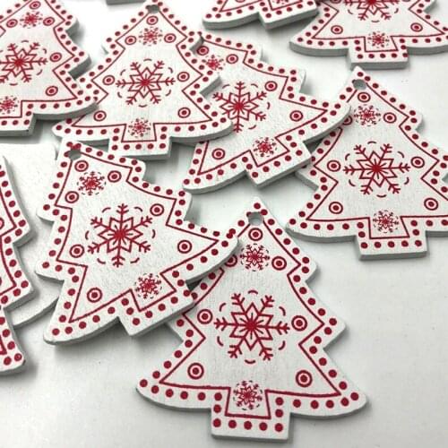 10pcs Wooden White Merry Christmas tree Buttons Doll Sewing Craft WB499