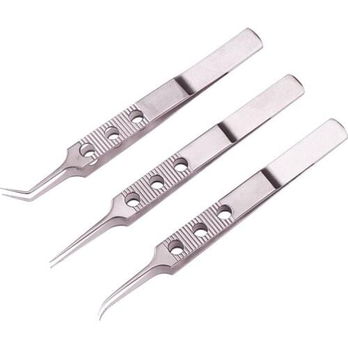 Double eyelid forceps fat extraction straight hook 11cm round handle, ligation platform Ophthalmic microscopic forceps