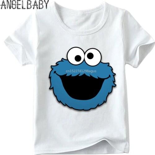 Baby Boys/Girls Sesame Street COOKIE MONSTER Print T shirt Summer Children Cartoon Tops Kids Funny T-shirt,ooo2412