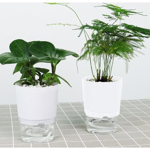 Hydroponic Plant Potted Office Home Balcony Garden Decor Self Watering Planter with Water Container Flower Pot