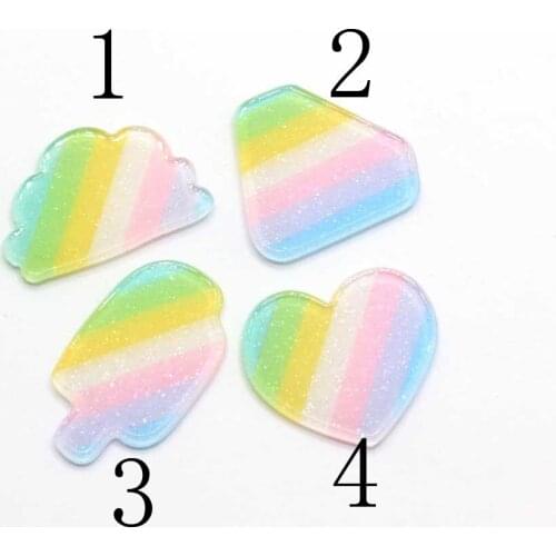 Gradient Heart Cloud Acrylic Planar Colorful Diamond Flat Back Cabochon For Hair Bow Center Scrapbooking DIY