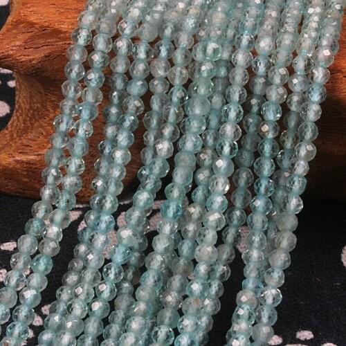 2mm 3mm Natural Blue Apatite Gemstone Faceted Round Loose Beads DIY Accessories for Necklace Bracelet Earring Jewelry Making