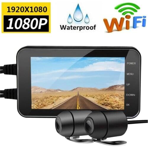 HD1080P Waterproof 4.0 inch Motorcycle Driving Recorder 140 Degrees Wide-Angle with GPS WiFi Function Camera Motorcycle Dash cam