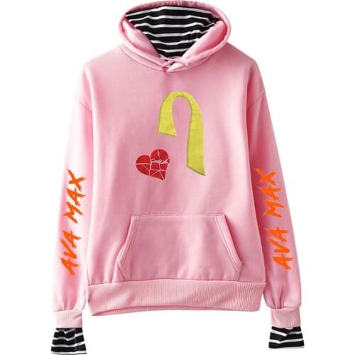 Ava Max Unisex Hoodies Long Sleeve Fake Two Piece Pullover Hoodie Sweatshir Cotton Sports Sweatshirt Winter Loose Sweatshirt