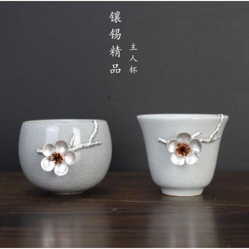 Handmade Tin-inlaid Ceramic Tea Set Ruyao Cup Queen