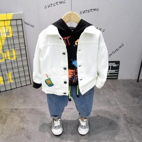 Childrens Clothing Sets Baby Boys Fashion Korean Tracksuit 2020 Autumn Kids Boys Fashion Cowboy Jecket Sweatshirt Jean 3pcs Set