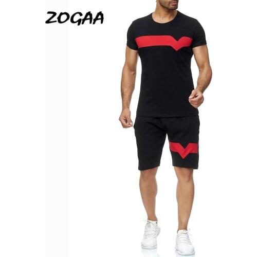 ZOGAA Sets Men Youth New Mens Summer Suit Short-sleeved Short Color Matching Casual Tracksuit Sport Wear Large Size Sweatsuit