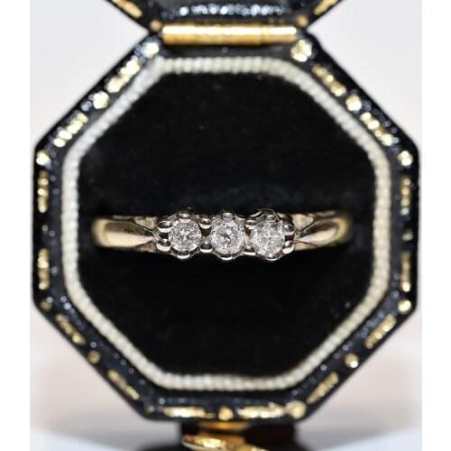 Antique Original Victorian Time 9k Gold Natural Diamond Decorated Pretty Ring