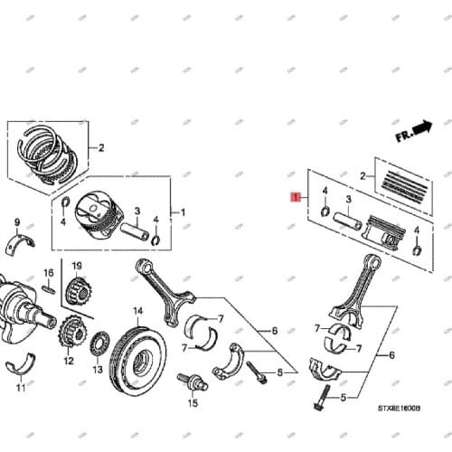 Car Engine piston live Plug ring piston Piston connecting rod hon daa cur a Cylinder block piston ring piston