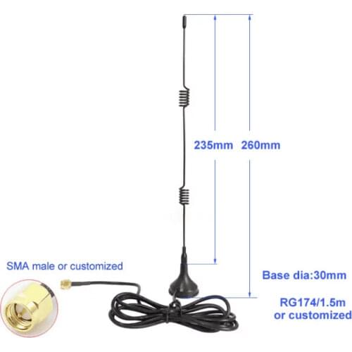 Wireless wifi scanner external weather hf 3g lte 4g dipole antenna with mini suction cup RG174 cable SMA connector 1PCS