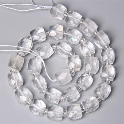 Transparent Natural Quality Stone Faceted Clear White Quartz Crystal Loose Cube Tube Spacer Beads For Jewelry Making Diy Gifts